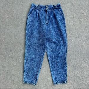 Vintage 80s Palmettos high rise acid Wash bow detail pleated baggies jeans